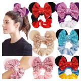 6 Pack Mouse Ears Scrunchies Velvet Sparkle Sequin Mouse Bows Hair Scrunchies Hair Ties Elastic Rubber Bands Ponytail Holders for Kids Women Girls Christmas Party Decoration - Retail: $10