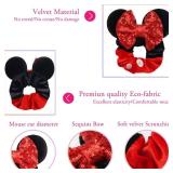 6 Pack Mouse Ears Scrunchies Velvet Sparkle Sequin Mouse Bows Hair Scrunchies Hair Ties Elastic Rubber Bands Ponytail Holders for Kids Women Girls Christmas Party Decoration - Retail: $10