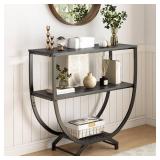 GILLAS 3 Tier Console Tables, 30\" Height Entryway Table, Sofa Table Behind Couch Table, Industrial Entryway Furniture Entry Way Table with Storage for Living Room, Hallway, Entrance, Rustic Black - R