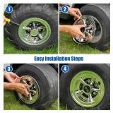 8 inch Golf Cart Hub Caps (Set of 4) - Rust-Proof SS Chrome Wheel Covers, Snap-On Design for Yamaha, EZ-GO, Club Car | Universal Fit & Weather-Resistant Accessories (Chrome - Silver) - Retail: $36