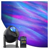 Govee Star Light Projector with 3 Aurora Flowing Effects, Works with Matter, Alexa and Google Assistant, 52 Scene Modes, 18 White Noise Options, LED Night Light Projector for Bedroom, Without Plug - R