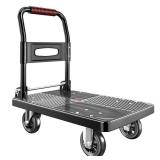 TIDY PALM Upgraded Foldable Push Cart Dolly | 660 lbs.Capacity Moving Platform Hand Truck | Foldable for Easy Storage | 4
