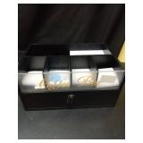 Intarsio 2-Tier Coffee Bar Organizer with Clear Acrylic Top, Built-in Drawer and Leather Handle Pull for Countertop, Stylish Coffee Station Storage Box for Accessories, Pods, Great Gifts for Home - Re