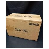 Intarsio 2-Tier Coffee Bar Organizer with Clear Acrylic Top, Built-in Drawer and Leather Handle Pull for Countertop, Stylish Coffee Station Storage Box for Accessories, Pods, Great Gifts for Home - Re