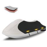 Solim Trailerable Jet Ski Cover, 1200D PU Oxford Waterproof Jetski Cover, Heavy Duty Marine Grade Polyester PWC Cover with Reflective Air Vent & Strap for Yamaha Sea-Doo Kawasaki 2-3 Seater Gray&Black