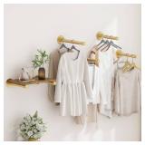 6 Pcs Industrial Pipe Clothes Bars 12 inch, Industrial Pipe Clothing Racks, Gold Closet Rods for Hanging Clothes, Gold Clothing Racks for Home Boutique Retail - Retail: $33