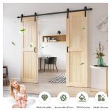 48x84 inch (Double 24Ã84 inch Door) Sliding Barn Wood Door Slab with 8ft Hardware Kit, Requires Simple DIY Assembly - Retail: $285