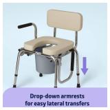 Guardian Drop Arm Commode with Padded Seat and Backrest, Durable Toilet Chair for Adults and Seniors, Removable Pail, Splash Guard, Drop Down Arms for Easy Transfer, 350 lb. Weight Capacity, Tan - Ret