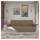 Easy-Going 4 Seater Sofa Slipcover Reversible Sofa Cover Water Resistant Couch Cover with Foam Sticks Elastic Straps Furniture Protector for Pets Children Dog Cat (XX-Large, Camel/Ivory) - Retail: $52