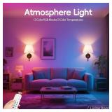 StarMoitic 10000mAh Battery Operated Wall Sconces Set of Two with Remote, RGB Wireless Rechargeable Battery Powered Wall Light Black Wall Lamp, Night Light Magnetic Bulbs for Bedroom, Living Room - Re