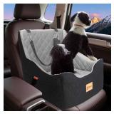 Dog Car Seat for Small/Medium Dogs Under 40lbs, Dog Booster Car Seats Memory Foam and Velvet, Detachable and Washable Pet Booster Carseats with Clip-On Satebelt and Storage Bag.(Black/Gray) - Retail: 