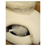 ZYKZYK Vanity Stool with Storage and Backrest, Folding Back & Velvet Seat, Footrest, Round Ottoman with Sherpa, Vanity Chair with Storage, Ideal for Bedroom, Living Room, and Makeup Stations - Retail: