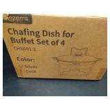 Chafing Dishes for Buffet, 4 Pack 5QT Round Stainless Steel Chafing Dish Set with Lid Holder for Home Parties, Christmas Gatherings, Catering Events, Complete Buffet Warmer Set - Silver - Retail: $130