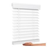 Lotus & Windoware Cordless, 2 Inch Faux Wood Blind, 34\" Wide x 60\" Long, Window Blinds, Blinds & Shades, Blinds for Indoor Windows, Embossed, Bright White - Retail: $50