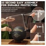 JupDec Basketball Display Case Acrylic Clear 10\" Full Size with Solid Wood Base, UV Protected Soccer Display Stand Box for Autographed Standard NBA WNBA Ball Memorabilia Keepsake Ideal Gift Athlete -