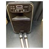 GTSK8-2 Portable Bluetooth PA Speaker - 8\" Rechargeable Outdoor Karaoke Party Speaker, Audio System w/Wireless Mic and Wheels, LED Display, FM/AUX/MP3/USB/SD - Ideal for Parties, Events, Outdoors - R