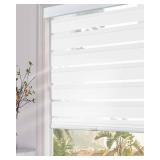 Persilux Cordless Zebra Blinds for Windows (35\" W x 64\" H, White) with Upgraded Cassette Free-Stop Light Filtering Dual Layers Sheer Roller Shades for Home and Office - Retail: $75