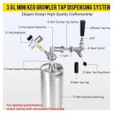 MRbrew 128oz Mini Keg Growler Portable Draft Beer Dispenser System Pressurized Stainless Steel Beer Growler Tap System Home Mini Kegerator, with Professional Beer Tap and CO2 Regulator to Keep Fresh -
