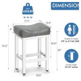 Raynesys Counter Height Bar Stools Set of 2, 24 Inch Barstools for Kitchen Island Counter, Bonded Leather Kitchen Stools with Thick Saddle Seats & Heavy Duty Metal Base, Easy Assembly, Gray/White - Re