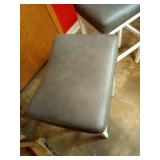 Raynesys Counter Height Bar Stools Set of 2, 24 Inch Barstools for Kitchen Island Counter, Bonded Leather Kitchen Stools with Thick Saddle Seats & Heavy Duty Metal Base, Easy Assembly, Gray/White - Re