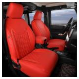 GIANT PANDA Jeep Wrangler 4 Door JK 2013-2017 Full Set Car Seat Covers for Sahara Sport Rubicon Unlimited Willys Wheeler Altitude, Customized Faux Leather - (Red) - Retail: $240