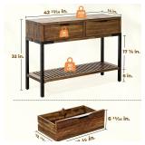 Bme Millie Farmhouse Solid Wood Console Table with 2 Drawers & Storage Shelves, 43\" Boho Sofa Table for Entryway, Hallway, Living Room, Rustic Chestnut - Retail: $96