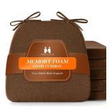 Mosluna Chair Cushions for Dining Chairs Set of 6, 2\" Thick Chair Pads with Non-Slip Bottom, Kitchen Seat Cushions with Removable Cover, 16 x 17 inch, Brown - Retail: $80