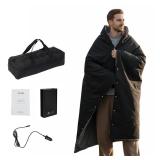 ZonLi Battery Heated Blanket Featuring 3M Thinsulate Fabricï¼Rechargeable 20V 40W Portable Heated Blanket with 3 Heating Levels,Includes 20000mAh Power Bank for Camping,Car,Stadium,Outdoors(Black)