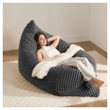 3-in-1 Giant Bean Bag Chair for Adults & Kids, Convertible Floor Sofa to Mattress, Memory Foam Beanbag Chair with Washable Cover, Multi Functional Lounge Couch for Bedroom, Living Room (Dark Grey) - R