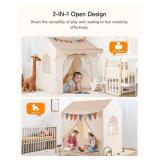 besrey Kids Play Tent with Eave, Toddler Tent 2 in 1 with Padded Mat and Lights, Large Playhouse with 2 Doors & 2 Windows, Indoor & Outdoor, Christmas Toddler Playhouse, 51\" x35\" x 47\" - Retail: $5