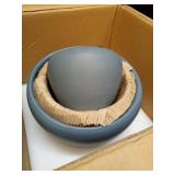 EPFamily Ceramic Plant Pots - 10+8+6 Inch Modern Round Planters for Indoor Outdoor, Flower Pots with Drainage Holes and Plant Saucers, House Office Decor, Gardening Gifts, Set of 3, Blue Grey - Retail