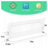 UPGOGO Folding Bed Rail for Toddlers,Baby Bed Rail Guard with Reinforced Anchor Safety System,Fit Bunk,Full Size,Queen,King,Twin(White,71\"x23.6\") - Retail: $56