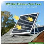 Solar-Powered Exhaust Fan with Battery & Smart Sensing â 25W Solar Panel, 2 * 4.7\" Fans, 3 Modes, IP65 Waterproof | Ideal for Chicken Coop, Dog House, Shed, Greenhouse, Outside - Retail: $60