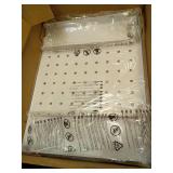 PEGZONE Pegboard Wall Organizer Combination Kit, Overall 25.4\"x16.6\" Metal Office Pegboard with 13 Accessories, Wall Mounted Peg board Display Panels for Home, Gaming Room, Garage (2Pcs,White) - Ret