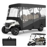 KEMIMOTO Golf Cart Enclosure, 6 Passenger Golf Cart Rain Cover, 600D Waterproof Driving Enclosure with Clear PVC Windshield for Extended Roof Golf - Retail: $200
