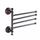 Oil Rubble Bronze Brass Foldable Towel Rack, Wall Mounted Black Bathroom Hardware Accessories,Pattern Carving Design - Retail: $42
