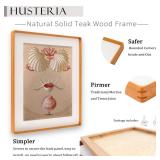 Husteria 16x20 Picture Frame in Natural Teak Wood, Solid Wooden Photo Frames Matted to 12x16, Gallery Poster Frames for Wall Mount - Retail: $57