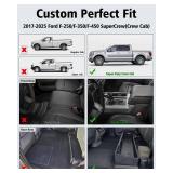 Floor Mats for 2017-2026 Ford F250/F350/F450 Super Duty Crew Cab with Rear Under Seat Storage All Weather TPE Floor Liners Custom Fit for F-250/F-350/F-450 1st & 2nd Row Anti-Slip Full Set Car Mats - 