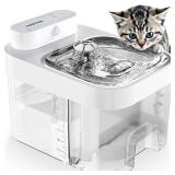 HAPAW Cat Water Fountain, Wastewater Separation & No Filter Cotton, Pet Water Dispenser with 101oz/3L Large Capacity Tank, Wireless Automatic Water Fountains for Cats Indoor Cat Watering Supplies - Re
