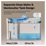 HAPAW Cat Water Fountain, Wastewater Separation & No Filter Cotton, Pet Water Dispenser with 101oz/3L Large Capacity Tank, Wireless Automatic Water Fountains for Cats Indoor Cat Watering Supplies - Re