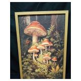 SAMHOU Framed Vintage Kitchen Wall Art, Rustic Woodland Mushroom Wall Decor, 3D Textured Hand Drawn Sandstone Print Painting, for Living Room Bedroom Kitchen 16x24 Inch - Retail: $30
