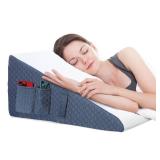 Welzona 12inch Wedge Pillow for Sleep, Updated Bed Wedge, Acid Reflux, Heartburn, GERD, Neck Pain, Cooling Memory Foam Top, Removable Washable Cover Incline Wedge Pillow for Improved Sleep - Retail: $