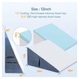 Welzona 12inch Wedge Pillow for Sleep, Updated Bed Wedge, Acid Reflux, Heartburn, GERD, Neck Pain, Cooling Memory Foam Top, Removable Washable Cover Incline Wedge Pillow for Improved Sleep - Retail: $