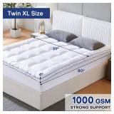 Vipfree Twin XL Dual Layer 4 Inch Memory Foam Mattress Topper, Relax Body, Relieve Pain and Aid Sleep - 2 Inch Fluffy Pillow Top Twin XL Mattress Topper and 2 Inch Cooling Gel Memory Foam, 2X Support 