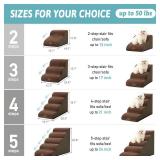 COZY KISS Dog Stairs for Small Dogs 19.7\" H, Curved Dog Step for Puppy, Older or Cat, Medium Pet Ramp for Sofa, Couch or Bed, Ladder with High Density Foam, 4 Step, 15.7x28.3x19.7 inch, Brown - Retai