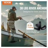VEVOR River Anchor, 30 LBS Boat Anchor Cast Iron Black Vinyl Coated, Marine Grade Mushroom Anchor for Boats Up to 30 ft, Impressive Holding Power in River and Mud Bottom Lakes (30 lb) - Retail: $61