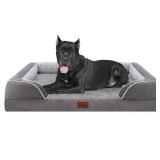 Comfort Expression Orthopedic Dog Bed for Extra Large Dogs 53x42 Inch, Waterproof Supportive Egg Crate Foam XXL Pet Bed with Removable Bolsters, Dog Couch with Washable Cover & Non-Slip Bottom, Grey -