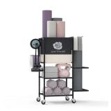 Yoga Mat Storage Rackï¼Home Gym Storage Rack Gym Workout Equipment Storage Organizer Fitness Weight Rack on Wheels for Yoga Mat,Yoga Block,Foam Roller,Resistance Band and Other Workout Accessories