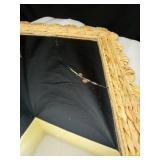 Fiwochic Large Scalloped Water Hyacinth Wall Mirror 23\" x 17\" Decorative Natural Rattan Wall Wavy Mirror with Authentic Rattan Frame for Bathroom, Living Room, Entryway Decor - Retail: $50