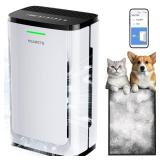 FreAire Pet Air Purifier Large Home up to 4200 sq ft, Suck up Floating Cat Dog Hair, 7-Stage Filter Anion Activated Carbon H13 HEPA Air Purifiers WiFi for Dander Odor Allergies Smoke Dust, Zero Ozone,
